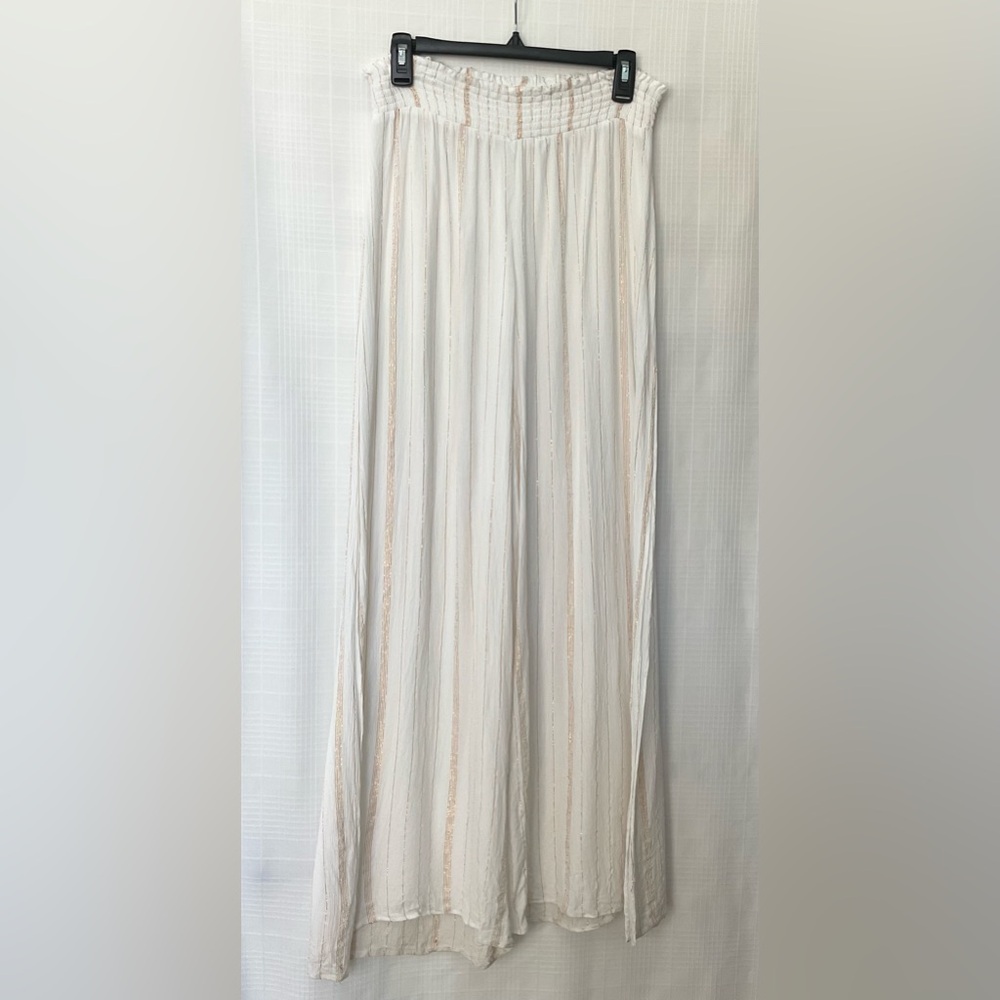 Ramy Brook White pants with Gold Threading
